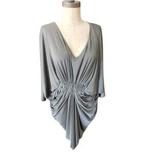 Blaque Market Size M Medium Sage Slinky Ruched Front Blouse Top NEW
